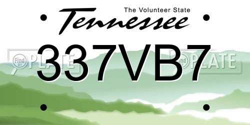 337VB7 Tennessee License Plate