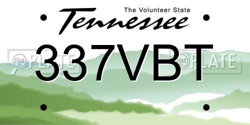 337VBT Tennessee License Plate