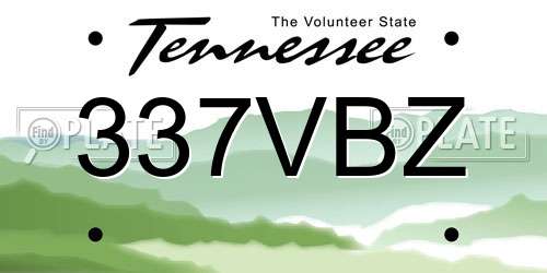 337VBZ Tennessee License Plate