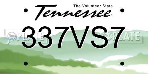 337VS7 Tennessee License Plate