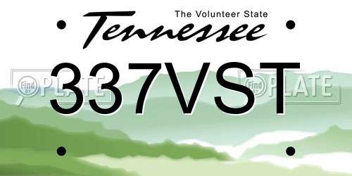 337VST Tennessee License Plate