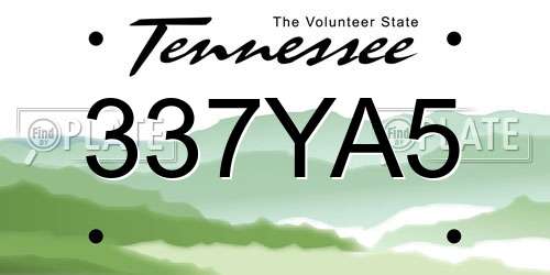 337YA5 Tennessee License Plate