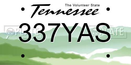337YAS Tennessee License Plate