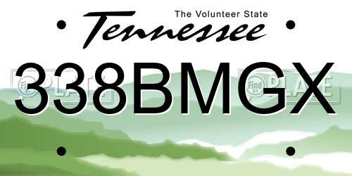 338BMGX Tennessee License Plate