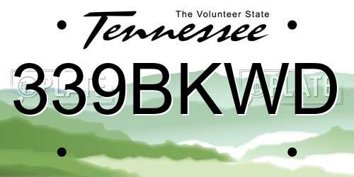 339BKWD Tennessee License Plate