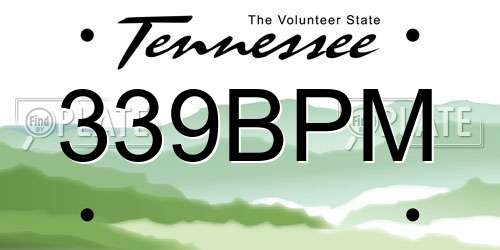 339BPM Tennessee License Plate