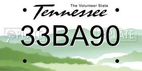 33BA90 Tennessee License Plate