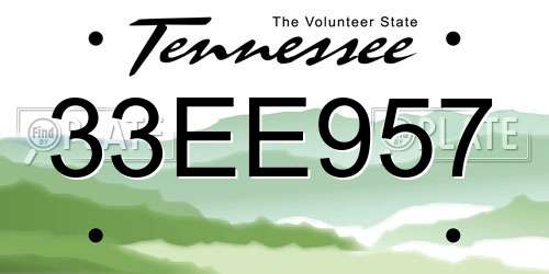 33EE957 Tennessee License Plate