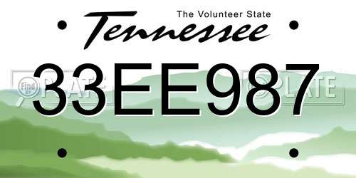 33EE987 Tennessee License Plate