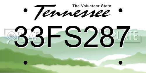33FS287 Tennessee License Plate