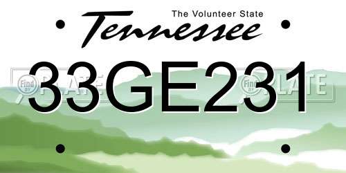33GE231 Tennessee License Plate