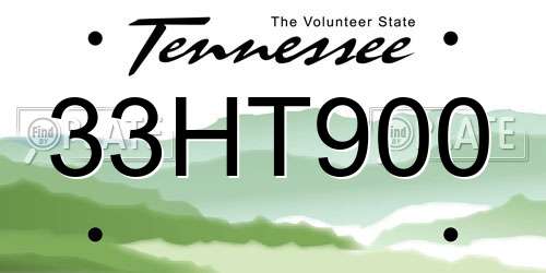 33HT900 Tennessee License Plate
