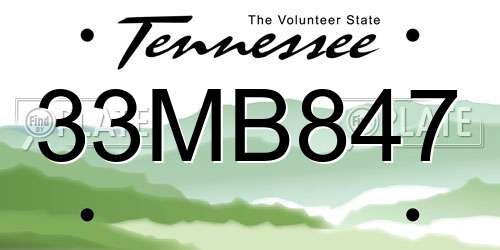 33MB847 Tennessee License Plate