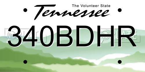 340BDHR Tennessee License Plate
