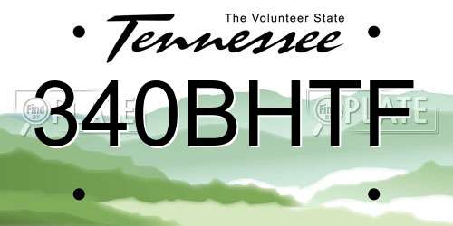 340BHTF Tennessee License Plate