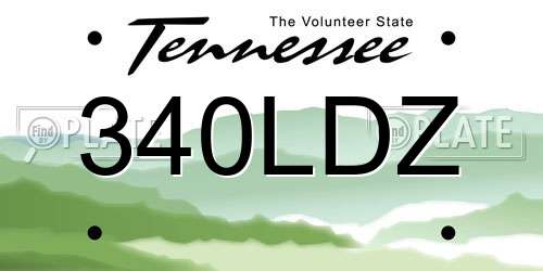 340LDZ Tennessee License Plate