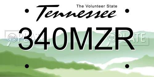 340MZR Tennessee License Plate