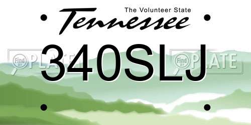 340SLJ Tennessee License Plate