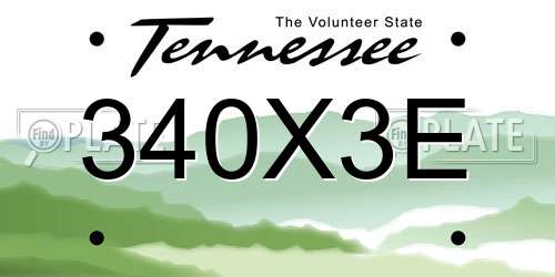340X3E Tennessee License Plate