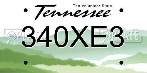 340XE3 Tennessee License Plate