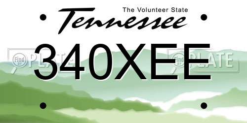 340XEE Tennessee License Plate