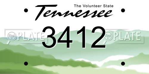 3412 Tennessee License Plate