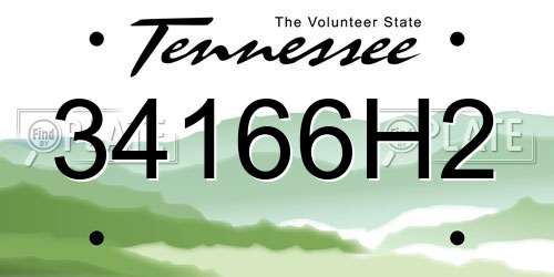 34166H2 Tennessee License Plate