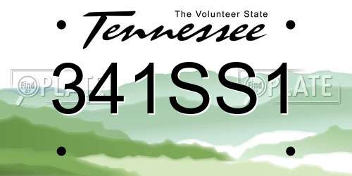 341SS1 Tennessee License Plate