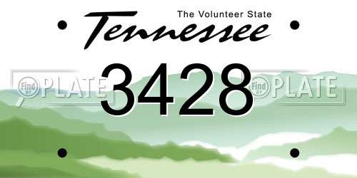 3428 Tennessee License Plate