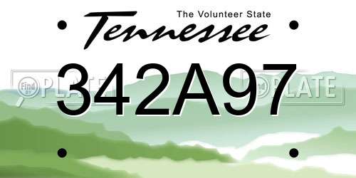 342A97 Tennessee License Plate