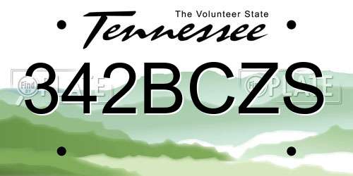 342BCZS Tennessee License Plate