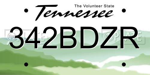 342BDZR Tennessee License Plate