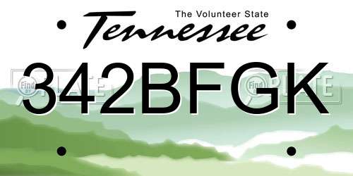 342BFGK Tennessee License Plate
