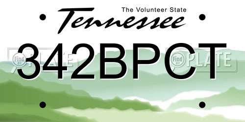 342BPCT Tennessee License Plate