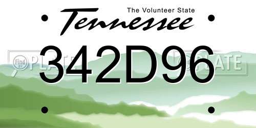 342D96 Tennessee License Plate