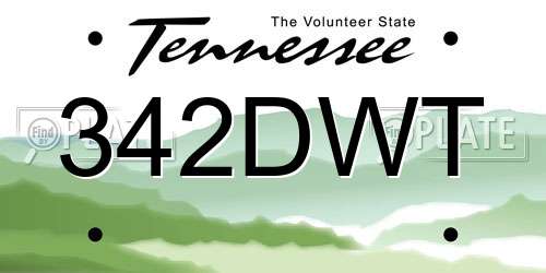 342DWT Tennessee License Plate