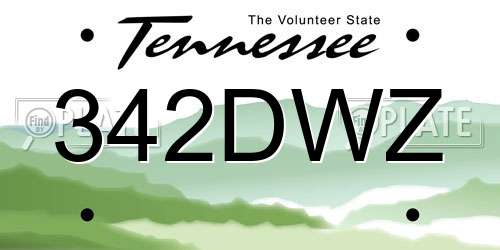 342DWZ Tennessee License Plate