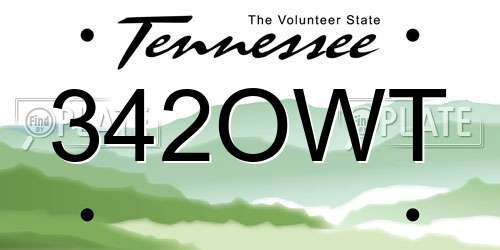 342OWT Tennessee License Plate