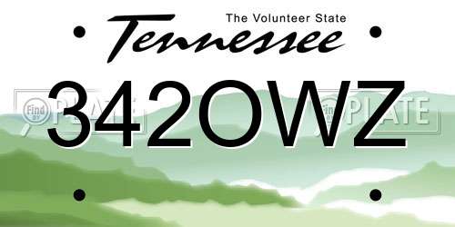 342OWZ Tennessee License Plate