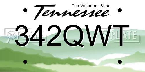 342QWT Tennessee License Plate