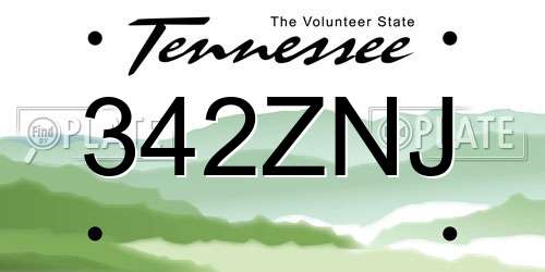 342ZNJ Tennessee License Plate