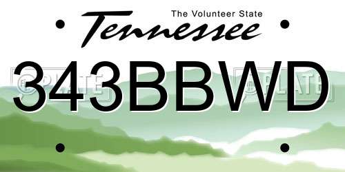 343BBWD Tennessee License Plate
