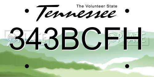 343BCFH Tennessee License Plate