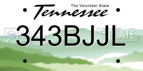 343BJJL Tennessee License Plate
