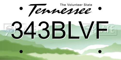343BLVF Tennessee License Plate