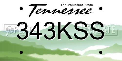 343KSS Tennessee License Plate