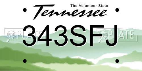 343SFJ Tennessee License Plate