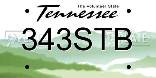 343STB Tennessee License Plate