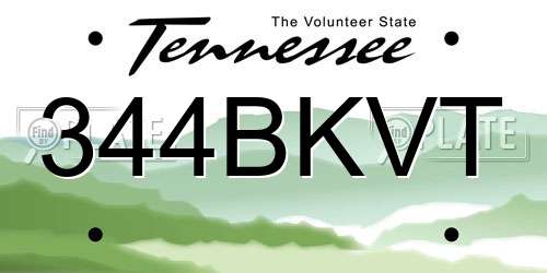 344BKVT Tennessee License Plate