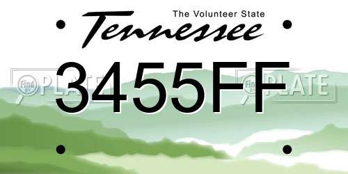 3455FF Tennessee License Plate